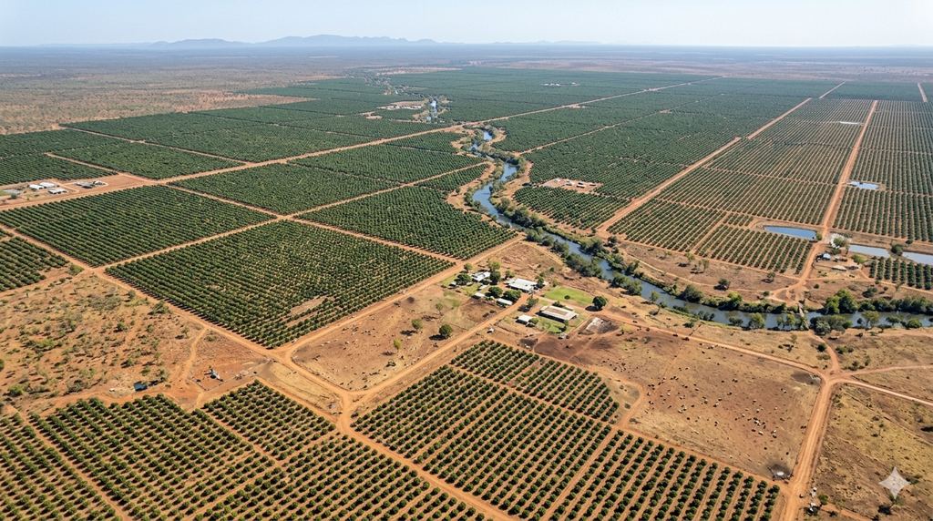 Aerial view of a large feedstock plantation on marginal land