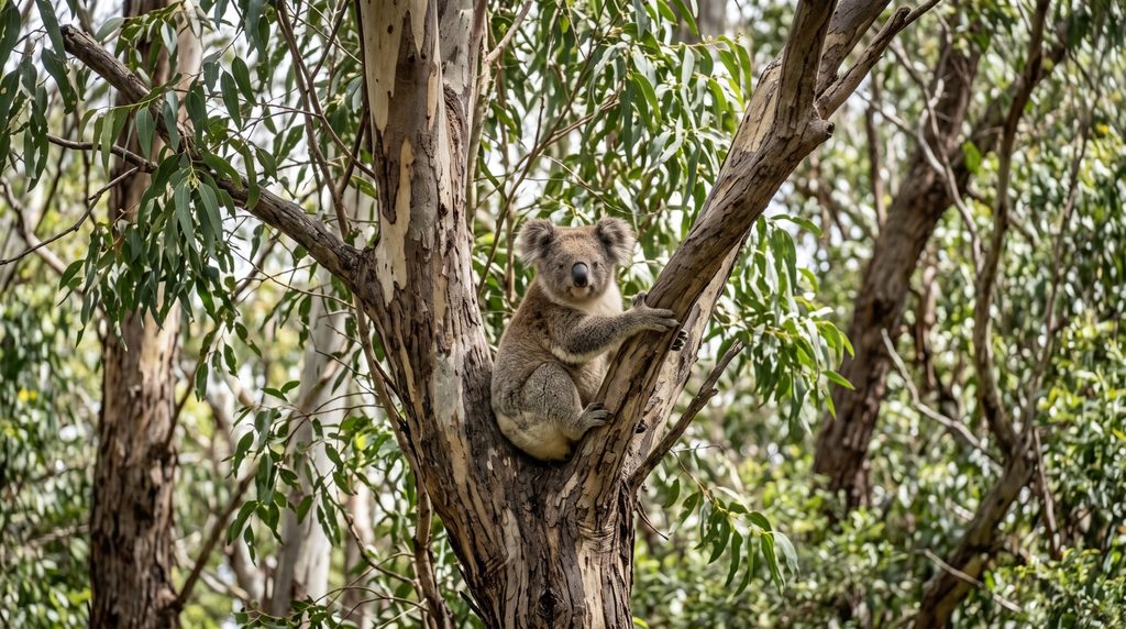 Koala in the fork of a eucalypt